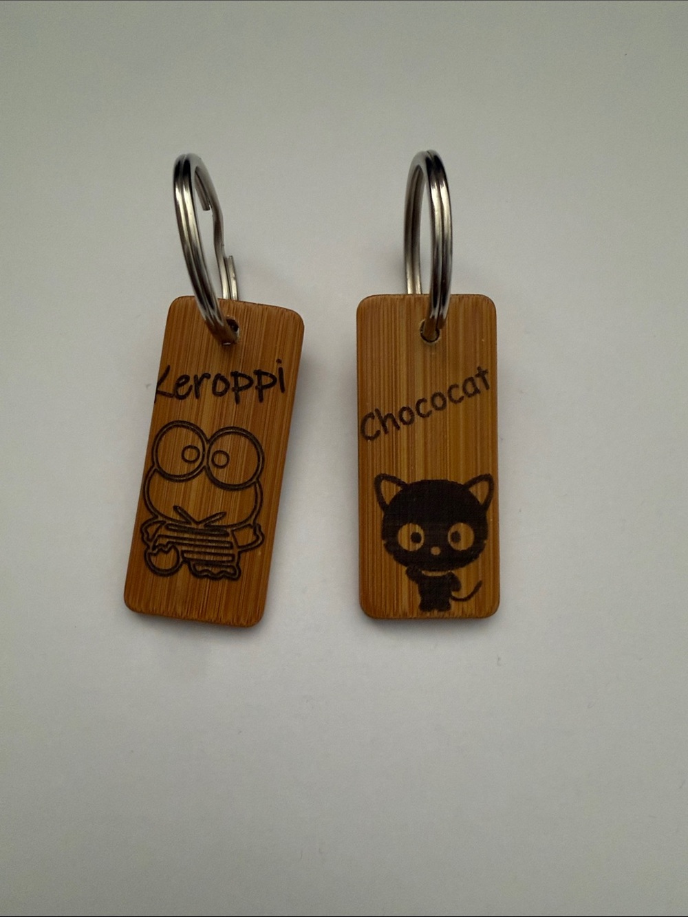 Keroppi & Chococat Bamboo Keychain Duo - Brown